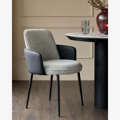 Danetti Wren grey fabric and black faux leather dining chair