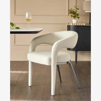 Danetti Rhett cream plush fabric dining chair
