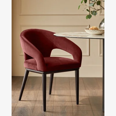 Danetti Heath toffee red velvet dining chair