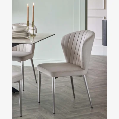 Danetti Harper Champagne Plush Velvet Stainless Steel Dining Chair