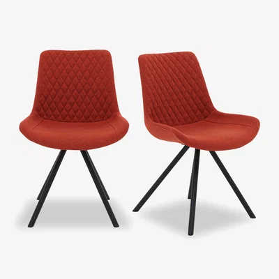 Furniture Village Ion Pair of Fabric Dining Chairs - Burnt Orange