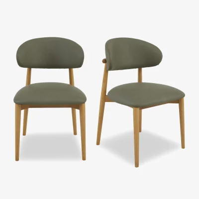 Furniture Village Riga Pair of Wooden Dining Chairs - Green