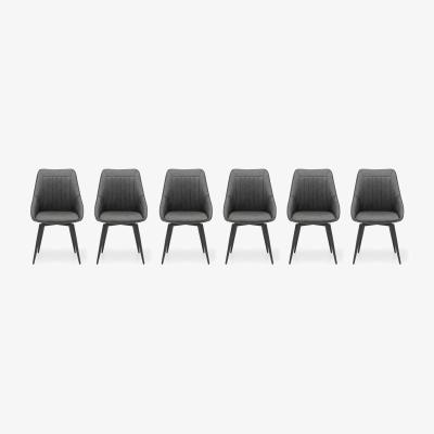 Furniture Village Crete Set of 6 Faux Leather Swivel Dining Chairs