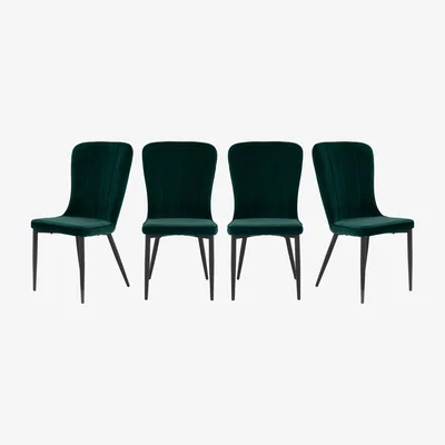 Furniture Village Set of 4 Raph Chairs - Green