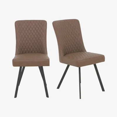 Furniture Village Earth Pair of Dining Chairs - Tan
