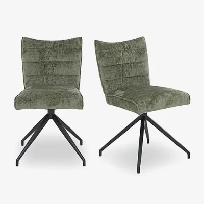 Furniture Village Saturn Pair of Swivel Dining Chairs - Green