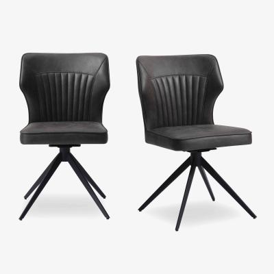 Furniture Village Aydin Pair of Swivel Dining Chairs - Dark Grey