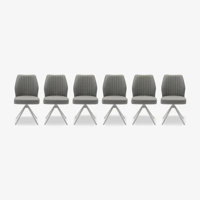 Furniture Village Fumo Set of 6 Faux Leather Swivel Dining Chairs