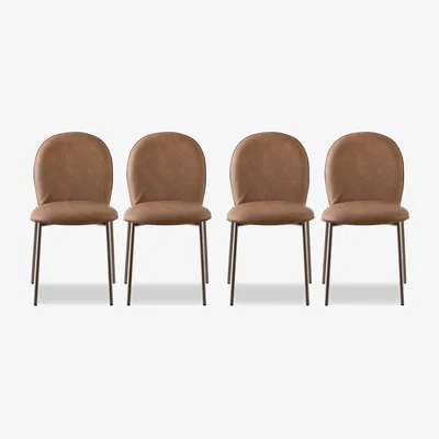 Furniture Village Connubia - Riley Set of 4 Mid Lava Metal Leg Dining Chairs - Tobacco