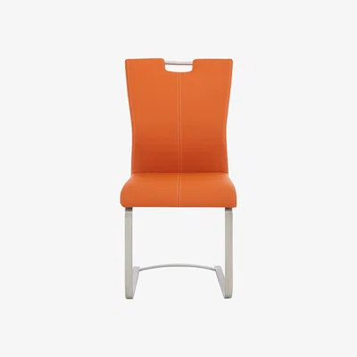 Furniture Village Ideas Handle-Back Dining Chair with Square-Edged Cantilever Base with Curve Detail - Orange