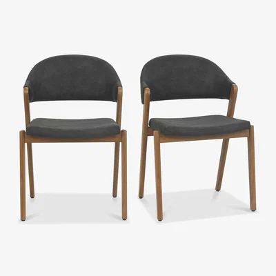 Furniture Village Stratford Pair of Fabric Dining Chairs - Dark Grey