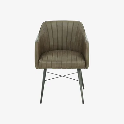 Furniture Village Max Leather Dining Chair - Olive