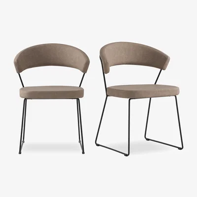 Furniture Village Connubia - New York Pair of Black Metal Leg Dining Chairs - Desert