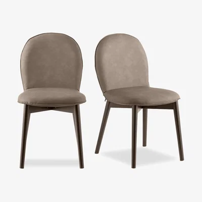 Furniture Village Connubia - Riley Pair Of Mid Smoke Wooden Leg Dining Chairs - Desert