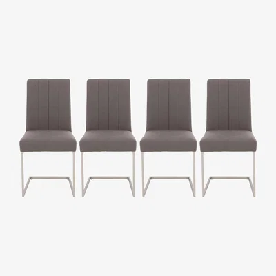 Furniture Village Grigio Set of 4 Faux Leather Dining Chairs - Grey