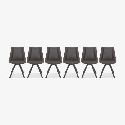 Furniture Village Lucio Set of 6 Faux Leather Swivel Dining Chairs