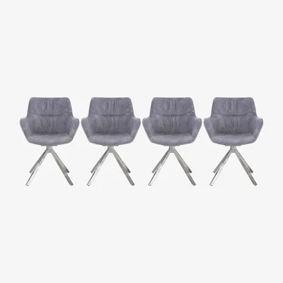 Furniture Village Marvel Chrome Set of 4 Swivel Dining Chairs - Silver