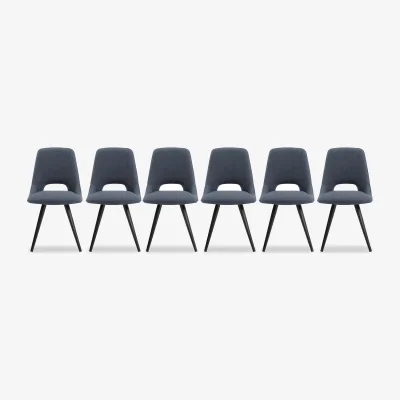 Furniture Village Matera Set of 6 Fabric Dining Chairs with Black Legs - Midnight Blue