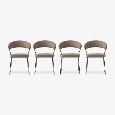 Furniture Village Connubia - New York Set of 4 Black Metal Leg Dining Chairs - Desert