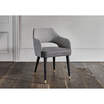 Furniture Village Manu Mixed Fabric Dining Chair with Brass Leg Caps