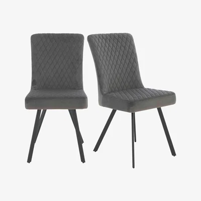 Furniture Village Mars Pair of Velvet Dining Chairs - Grey