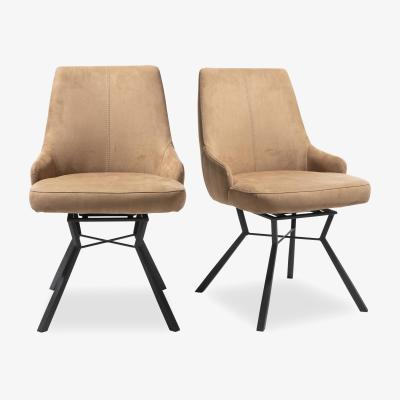 Furniture Village Habufa - Cleveland Pair of Swivel Dining Chairs - Cognac
