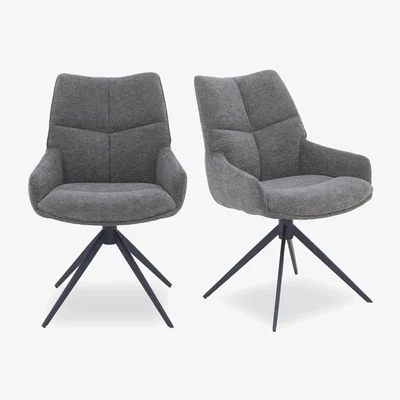 Furniture Village Kiara Pair of Fabric Swivel Dining Chairs