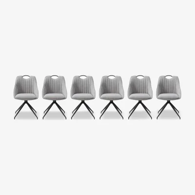 Furniture Village Petra Set of 6 Fabric Swivel Dining Chairs - Silver