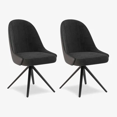 Furniture Village Jose Pair of Swivel Dining Chairs - Anthracite