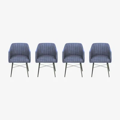 Furniture Village Max Set of 4 Leather Dining Chairs - Blue