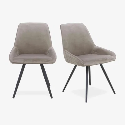 Furniture Village Saigon Pair of Taupe Velvet Dining Chairs