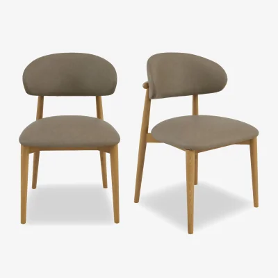 Furniture Village Riga Pair of Wooden Dining Chairs - Taupe