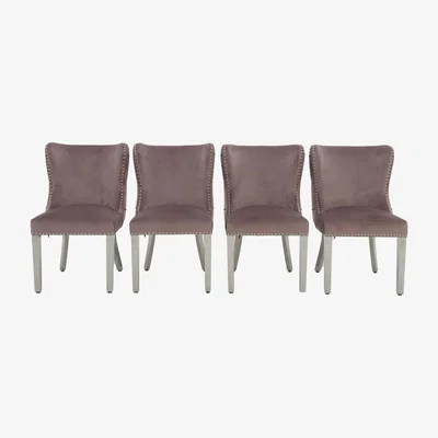 Furniture Village Marvel Chrome Set of 4 Button Back Dining Chairs