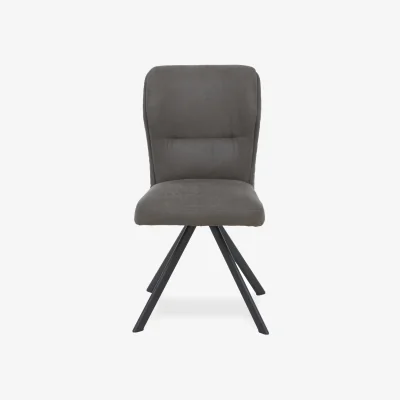 Furniture Village Bodahl - Terra Fabric Swivel Dining Chair - Steel