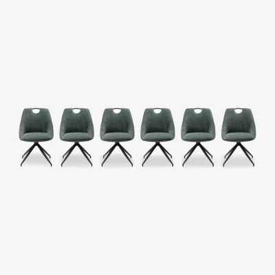Furniture Village Petra Set of 6 Fabric Swivel Dining Chairs - Green