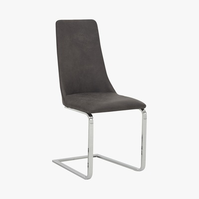 Furniture Village Nevada Pair of Faux Leather Dining Chairs - Grey