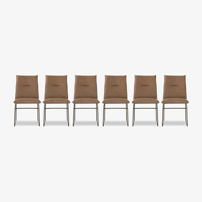 Furniture Village Connubia - Maya Set of 6 Lava Metal Leg Dining Chairs - Tobacco