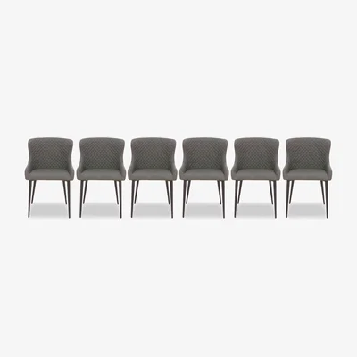 Furniture Village Hanoi Set of 6 Faux Leather Dining Chairs - Slate Grey