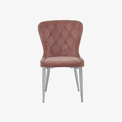Furniture Village Donnie Chair - Blush Velvet with Chrome Legs