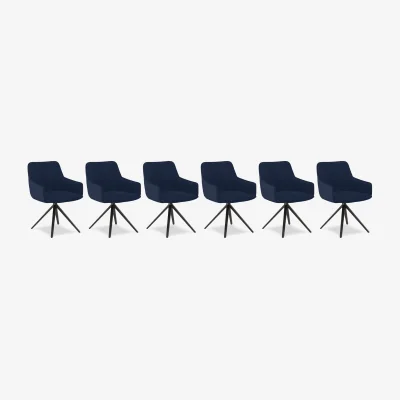 Furniture Village Jose Set of 6 Swivel Dining Arm Chairs - Navy
