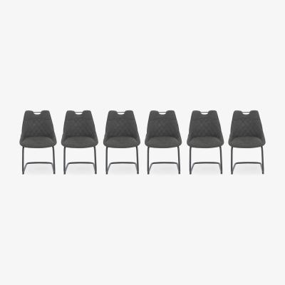 Furniture Village Warrior Set of 6 Cantilever Dining Chairs - Grey