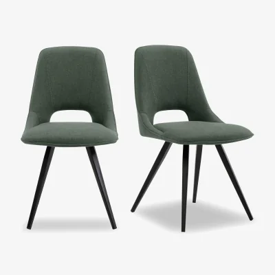 Furniture Village Matera Pair of Fabric Dining Chairs with Black Legs