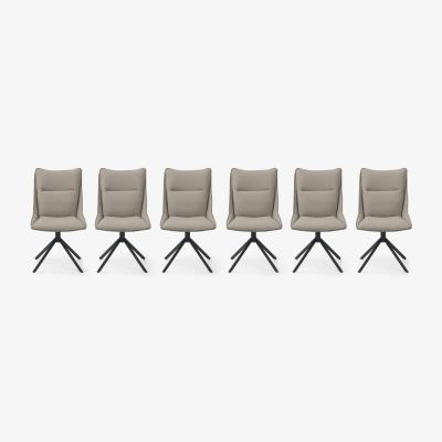 Furniture Village Catalina Set of 6 Swivel Dining Chairs - Taupe