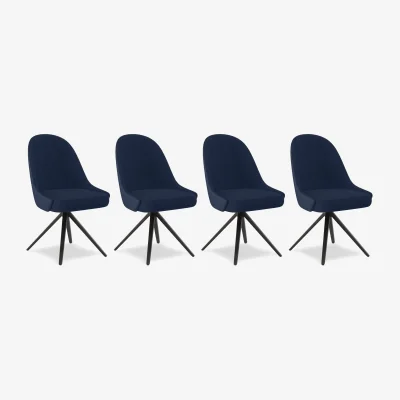 Furniture Village Jose Set of 4 Swivel Dining Chairs - Navy