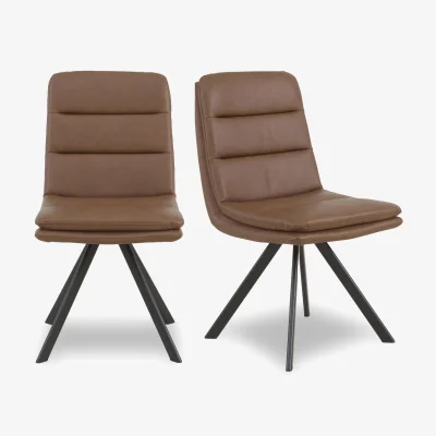 Furniture Village Bodahl - Njord Pair of Faux Leather Swivel Dining Chairs
