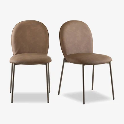 Furniture Village Connubia - Riley Pair of Mid Lava Metal Leg Dining Chairs - Tobacco