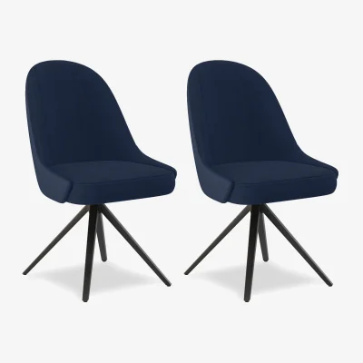 Furniture Village Jose Pair of Swivel Dining Chairs - Navy