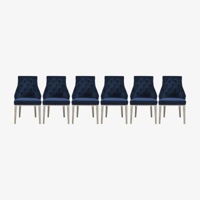 Furniture Village Dolce Set of 6 Button Back Dining Chairs - Navy