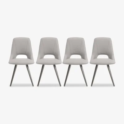 Furniture Village Matera Set of 4 Faux Leather Dining Chairs with Taupe Legs