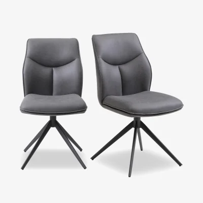 Furniture Village Bastille Pair of Faux Leather Swivel Dining Chairs